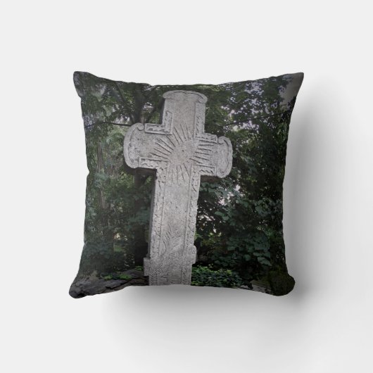 Oude Stenen Kruis Foto Kussen (Achterkant)