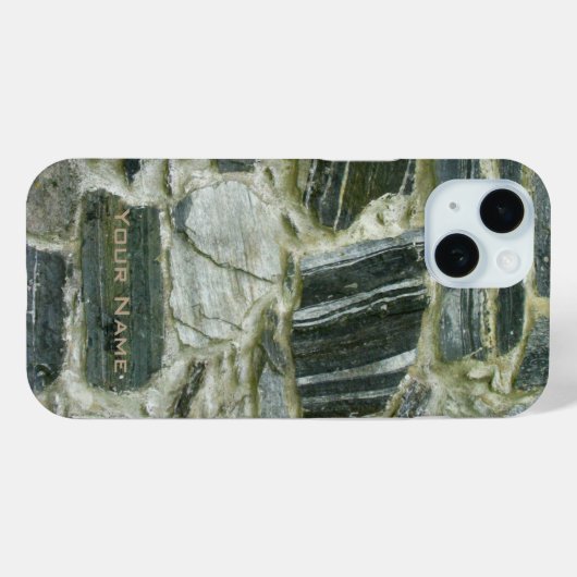 Oude stenen muur met naam Case-Mate iPhone case (Achterkant (horizontaal))