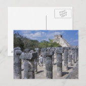 Oude stenen pilaren in Chichen Itza. Centraal Briefkaart (Voorkant / Achterkant)
