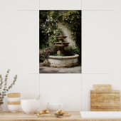 Oude stenen tuinsproeier print, 19e eeuw olieverf poster (Keuken)