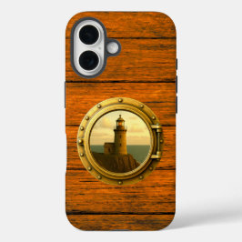 Oude Stenen Vuurtoren Houtnerf iPhone 16 Hoesje