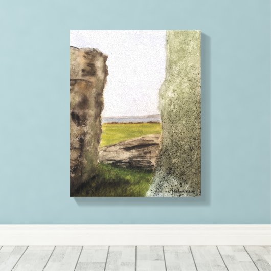 OUDE STENEN, WATERVERF CANVAS PRINT (Insitu (Houten vloer))