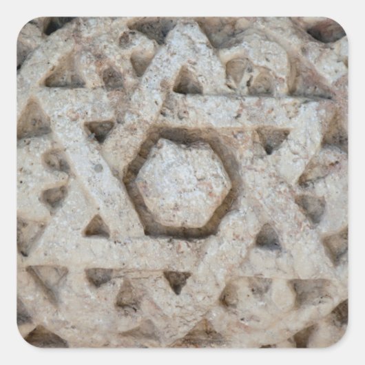 Oude Ster van David snijwerk, Israël Vierkante Sticker (Voorkant)