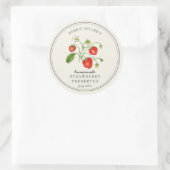 Oude stijl Aardbei op lichtgrijze Jam pot Ronde Sticker (Tas)