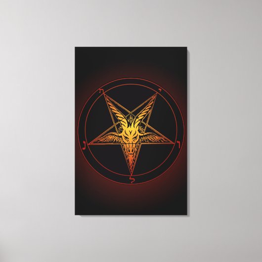 Oude Stijl Baphomet Aflame 24x36 Museum Kwaliteit Canvas Afdruk (Voorkant)