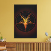 Oude Stijl Baphomet Aflame 24x36 Museum Kwaliteit Canvas Afdruk (Insitu (Woonkamer))
