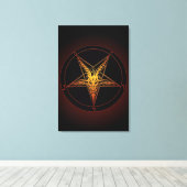 Oude Stijl Baphomet Aflame 24x36 Museum Kwaliteit Canvas Afdruk (Insitu (Houten vloer))