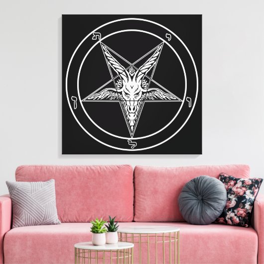 Oude Stijl Baphomet Sigil Wandkunst Canvas Afdruk (Insitu (Woonkamer))