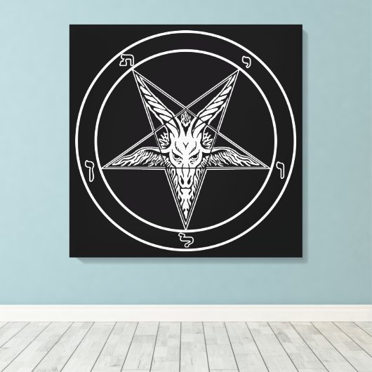 Oude Stijl Baphomet Sigil Wandkunst Canvas Afdruk (Insitu (Houten vloer))
