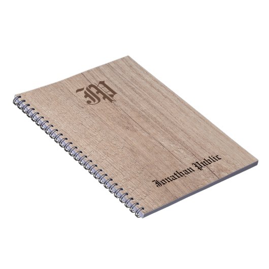 Oude stijl Calligrafen Monogram Sjabloon Hout Notitieboek (Rechterzijde)
