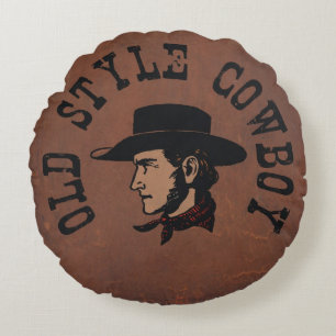 oude stijl Cowboy op kunstleder Rond Kussen