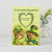 OUDE STIJL IERSE KATTEN, ST.PATRICKS DAG FEESTJE KAART (Staand voorkant)