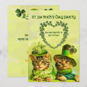 OUDE STIJL IERSE KATTEN, ST.PATRICKS DAG FEESTJE KAART (Voorkant / Achterkant)