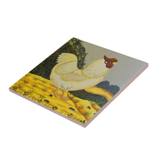 Oude stijl kip schilderij tegeltje (Zijkant)