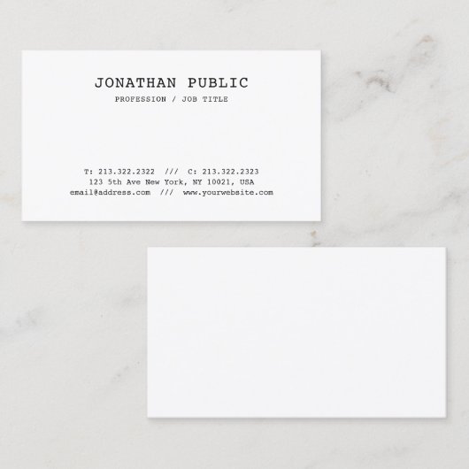 Oude stijl Klassieke nostalgge look Eenvoudig in a Visitekaartje (Voorkant / Achterkant)