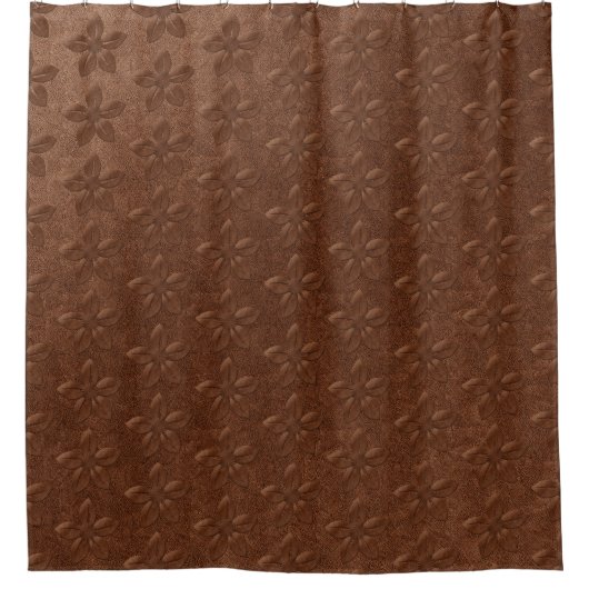Oude  Stijl Koperleder Getextureerde Bloem Douchegordijn (Voorkant)
