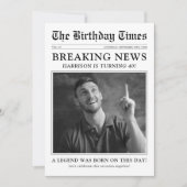 Oude Stijl Krant Foto Verjaardagsfeest Kaart (Voorkant)