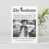 Oude Stijl Kranten Foto Afstuderen Aankondiging (Staand voorkant)