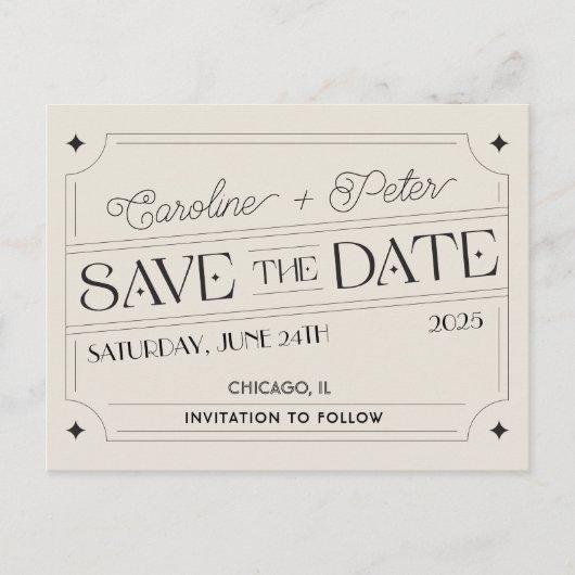 Oude stijl luciferdoosje "Save the Date"-aankondig Aankondigingskaart (Voorkant)