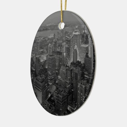 oude stijl New York City Script Keramisch Ornament (Links)
