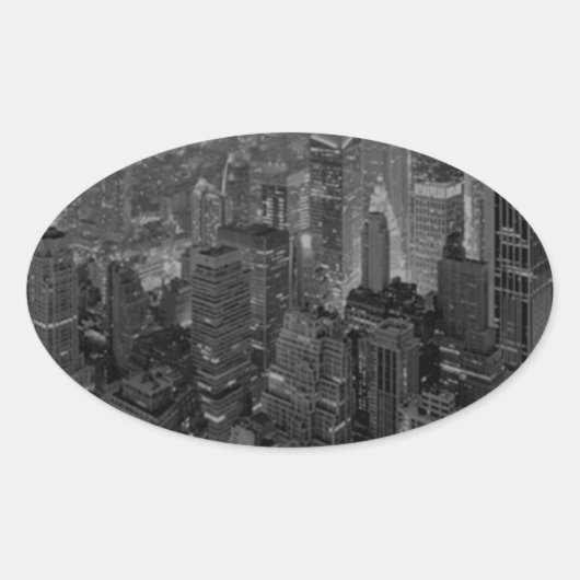 oude stijl New York City Script Ovale Sticker (Voorkant)
