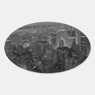  oude stijl New York City Script Ovale Sticker