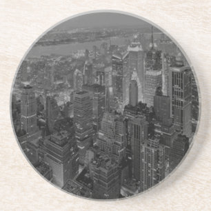 oude stijl New York City Script Zandsteen Onderzetter