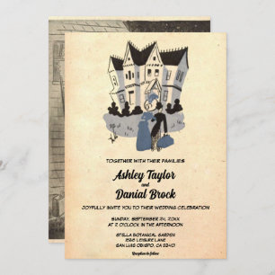  oude stijl Rustic Couple 50s Retro Wedding Kaart