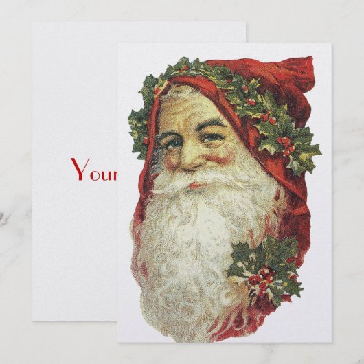 Oude stijl Santa Claus Feestdagenkaart (Voorkant / Achterkant)