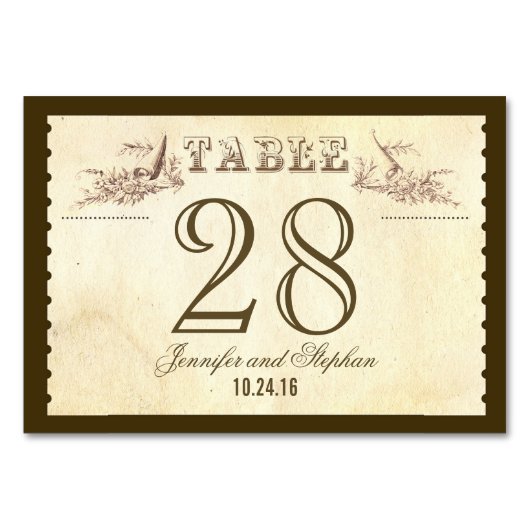 Oude stijl Tafel Nummer Kaart Plaats kaarten (Voorkant)