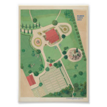 Oude stijl tuinplan poster