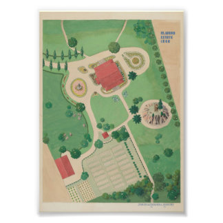 Oude stijl tuinplan poster