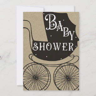 Oude stijl vintage kinderwagen baby shower kaart