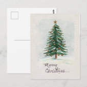 Oude stijl Waterverf kerstboom in sneeuw Briefkaart (Voorkant / Achterkant)