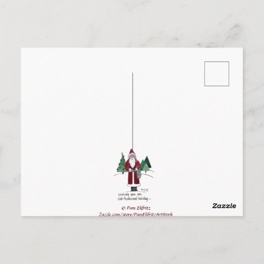 Oude stijl Waterverf kerstboom in sneeuw Briefkaart (Achterkant)