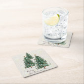 Oude stijl Waterverf kerstboom in sneeuw Kartonnen Onderzetters (Insitu)