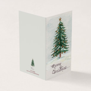 Oude stijl Waterverf kerstboom in Sneeuwholi Kaart