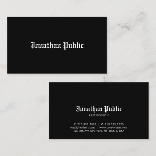 Oude stijllettertype Professional zwart-wit Visitekaartje (Voorkant / Achterkant)