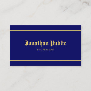 Oude stijltekst Elegant Navy Blue Gold Sjabloon Visitekaartje