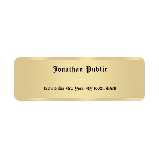 Oude stijltekst Faux Gold Simple Sjabloon Elegant Etiket (Voorkant)