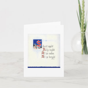 Oude stille nacht kerstkaart kaart