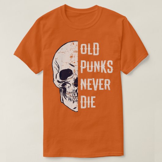 Oude stippen sterven nooit Punk Rocker Skull Desig T-shirt (Design voorkant)