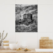 Oude stoel foto in zwart en wit poster (Keuken)
