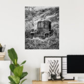 Oude stoel foto in zwart en wit poster (Thuiskantoor)