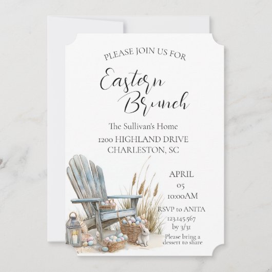 Oude stoel rond eieren Paasbrunch Kaart (Voorkant)