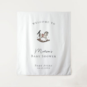 Oude Stoelend Paard Baby Shower Welkom Achtergrond Wandkleed