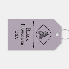 Oude Stof Lavendel Inkt Mot Vlinderaar Cadeaulabel