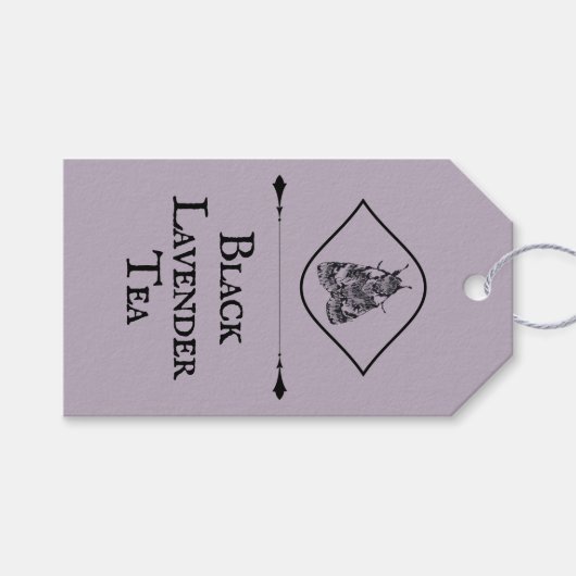 Oude Stof Lavendel Inkt Mot Vlinderaar Cadeaulabel (Voorkant (Horizontaal))