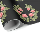 Oude Stof Roze Rozen Bloempatroon - Romantisch Cadeaupapier (Rol Hoek)
