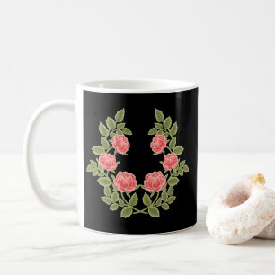 Oude Stof Roze Rozen Bloempatroon - Romantisch Koffiemok